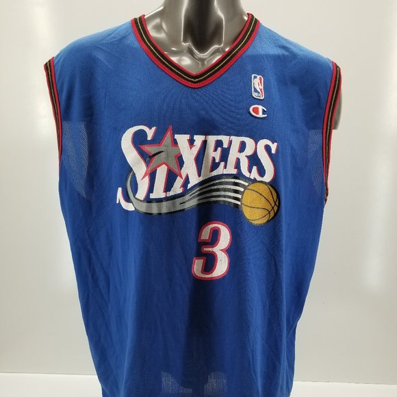 Vintage Champion Philadelphia Sixers ALLEN IVERSON NBA Basketball Jersey Men 48 - Picture 4 of 10